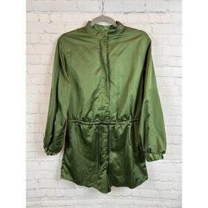 HUNTER olive long sleeve zip romper size S